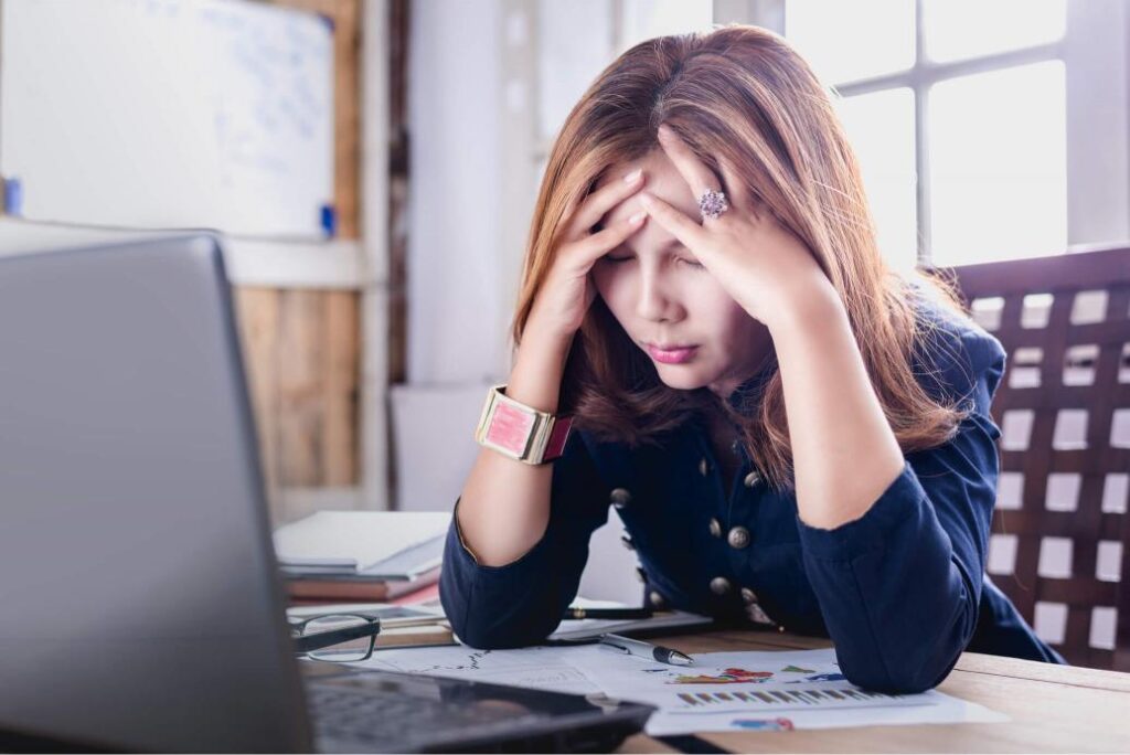 Women feeling stress at work